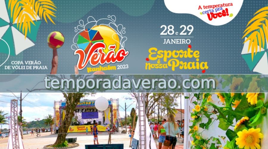 Itanhaém Temporada Verão 2023 : shows no Sunset Festival na Boca da Barra e programação esportiva na Arena Estação Praia