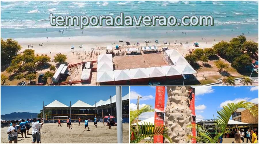 Caraguatatuba temporada verão no litoral paulista : programação Arena Verão 2023 na Praia do Indaiá