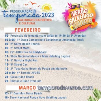 Balneário Gaivota temporada verão 2023 no litoral sul catarinense