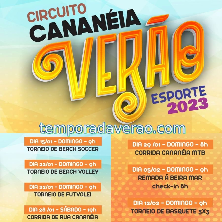 Cananéia Temporada Verão 2023 : programação de shows e esportiva em janeiro na cidade do litoral paulista