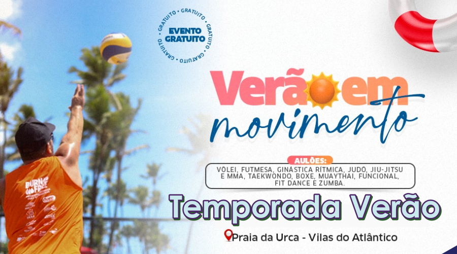 Lauro de Freitas temporada verão : atividades gratuitas na praia da Urca em Vilas do Atlântico