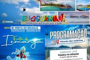 Temporada Verão 2024 em Guarujá : Festa de Iemanjá e shows no Mirante das Galhetas