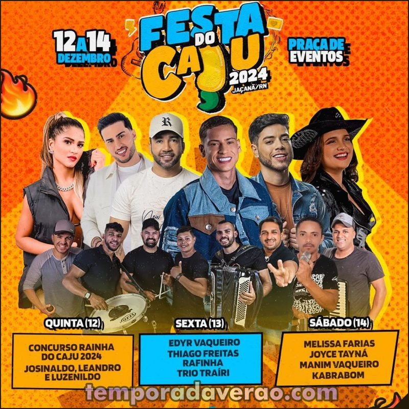 Programação Festa do Caju 2024 em Jaçanã / RN