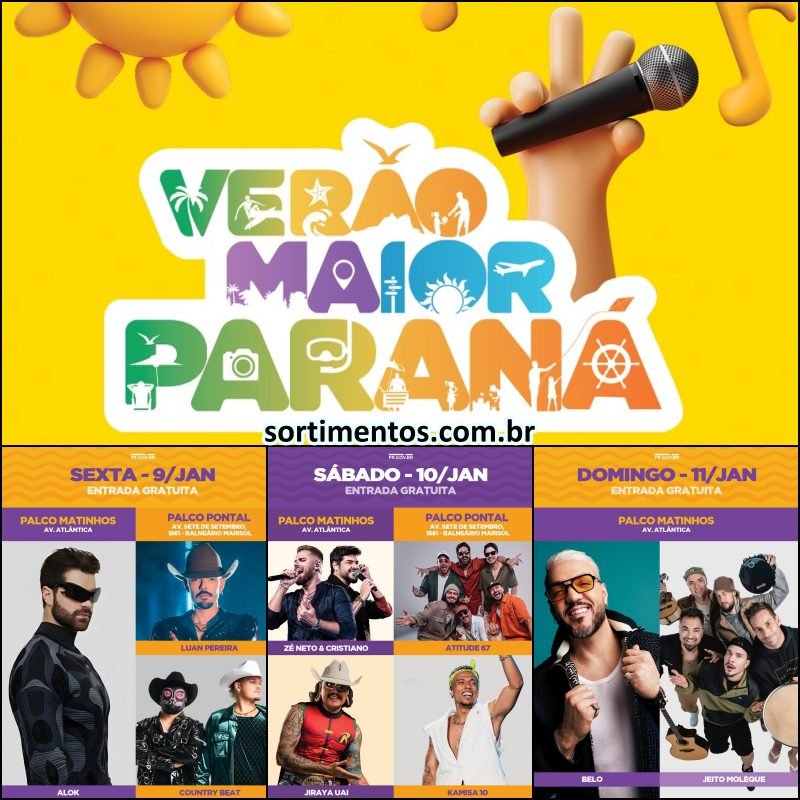Verão Maior Paraná 2026 : Alok, Zé Neto e Cristiano e hits do pagode abrem o festival de musica no litoral paranaense