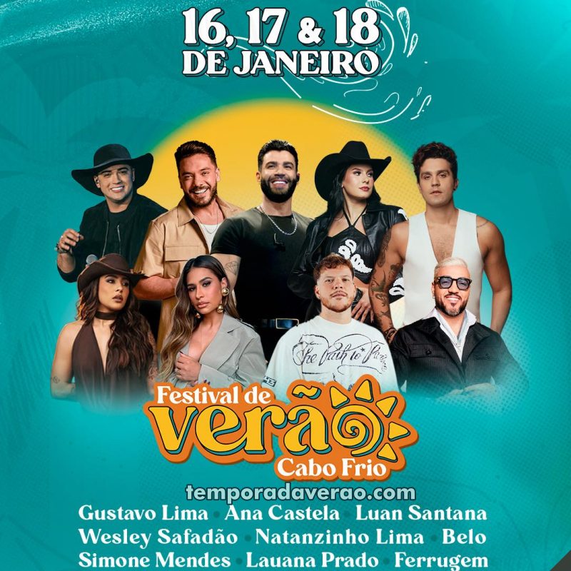 Confira a programação do Festival de Verão de Cabo Frio 2026 - temporadaverao.com